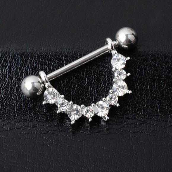 Clear Crystal Loop Nipple Bars ~ Per Pair - Picture 3 of 7